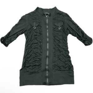 Oboe Ruched Zip Top Size M Black